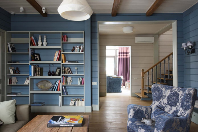 living room in blue
