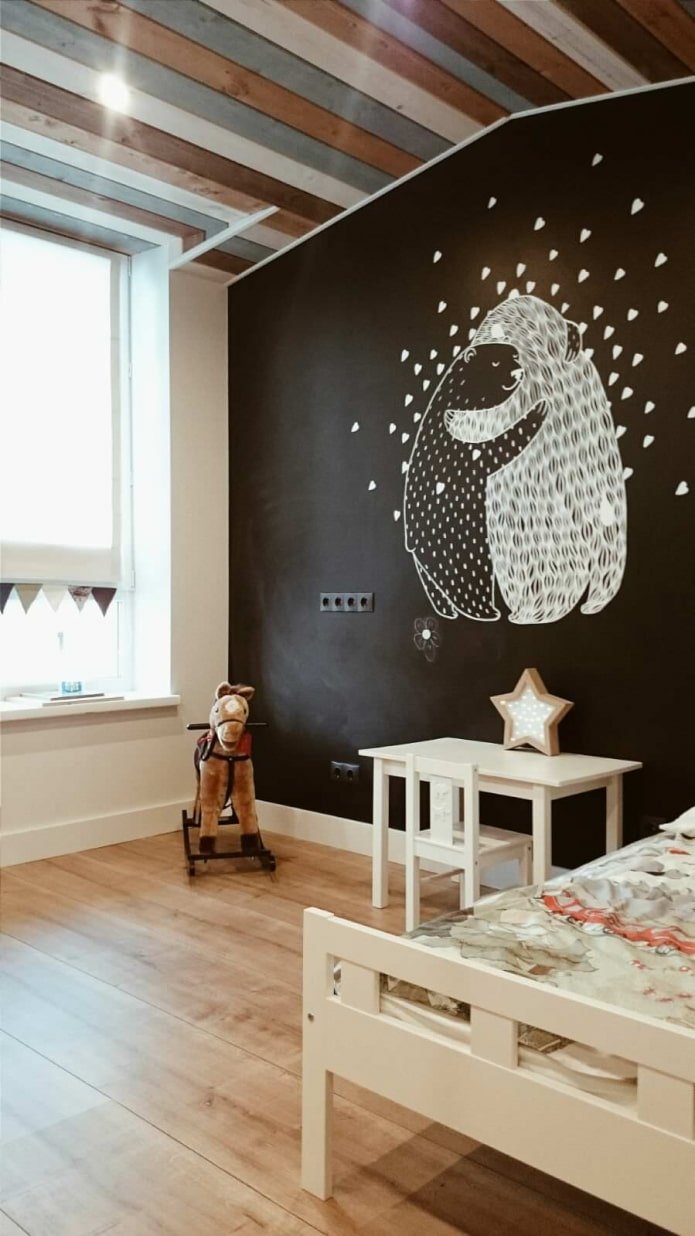 wooden ceiling in the nursery