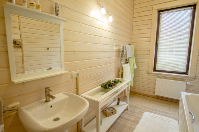 wooden paneling in a wet room