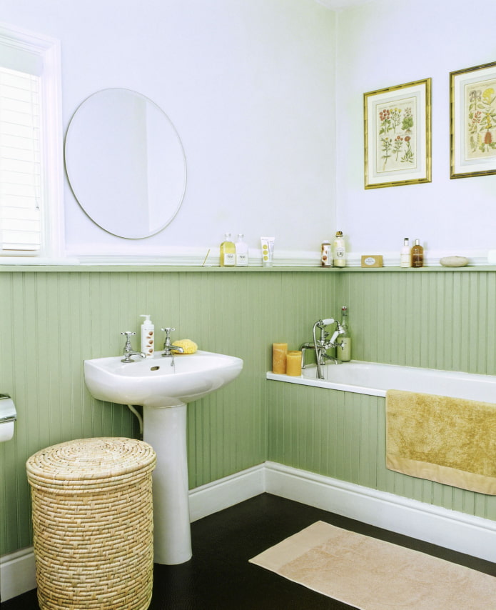 colored paneling in the bathroom