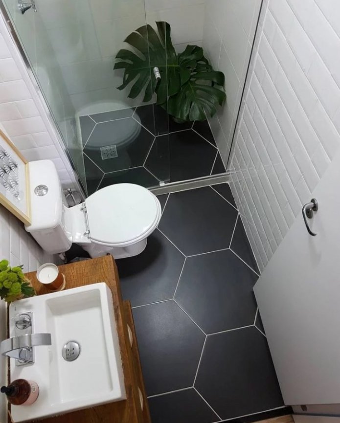 black floor in the bathroom