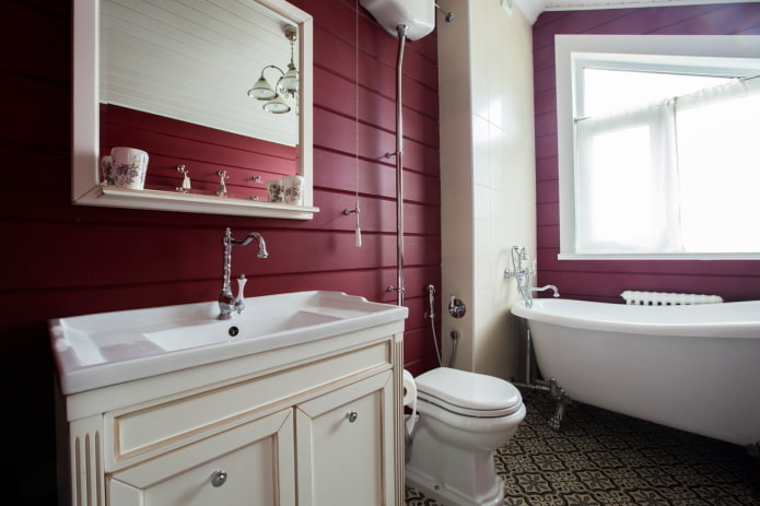 red bathroom