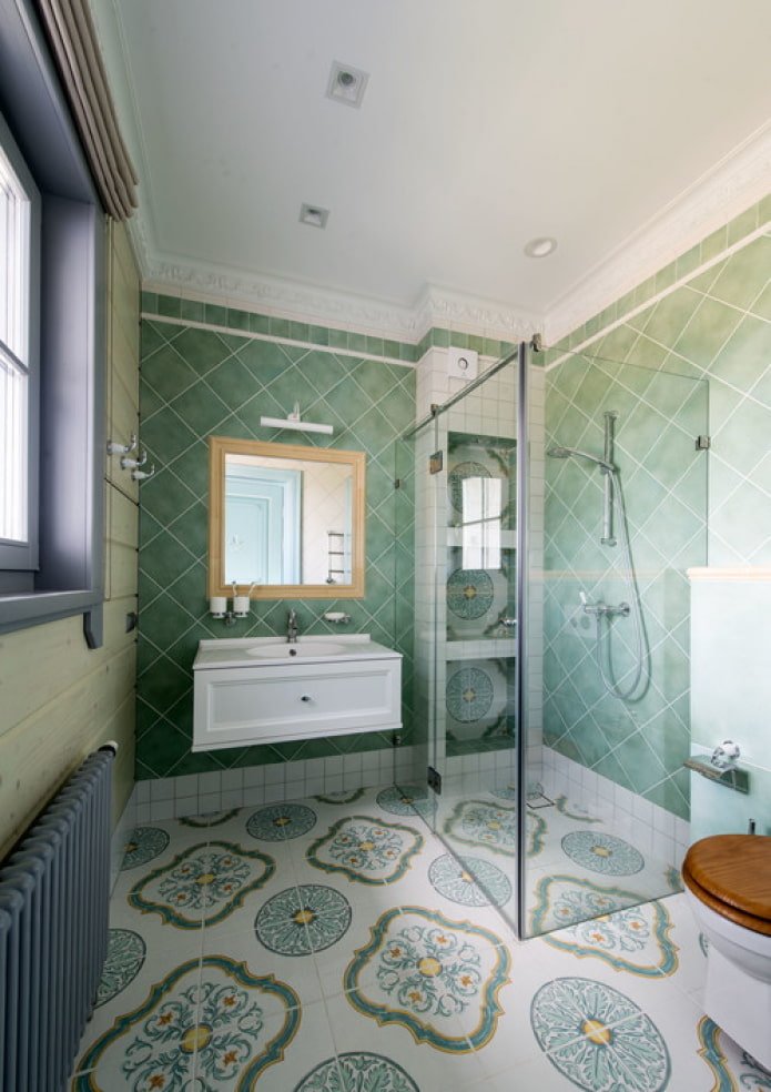 shower in turquoise tones