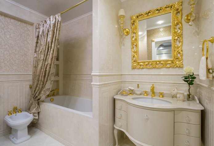 gold frame by the mirror