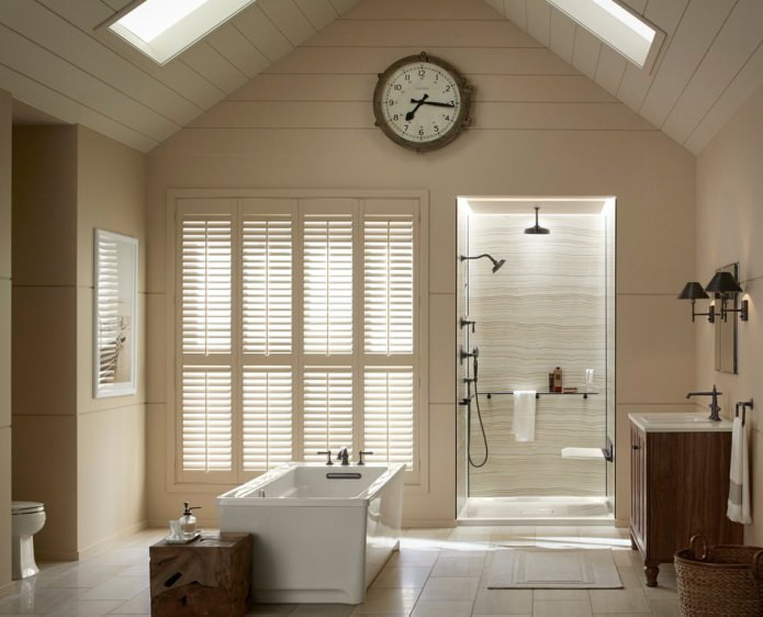 Gable roof in the bathroom