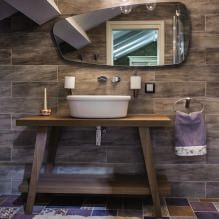 Bathroom design in the attic: finishing features, color, style, choice of curtains, 65 photos-4