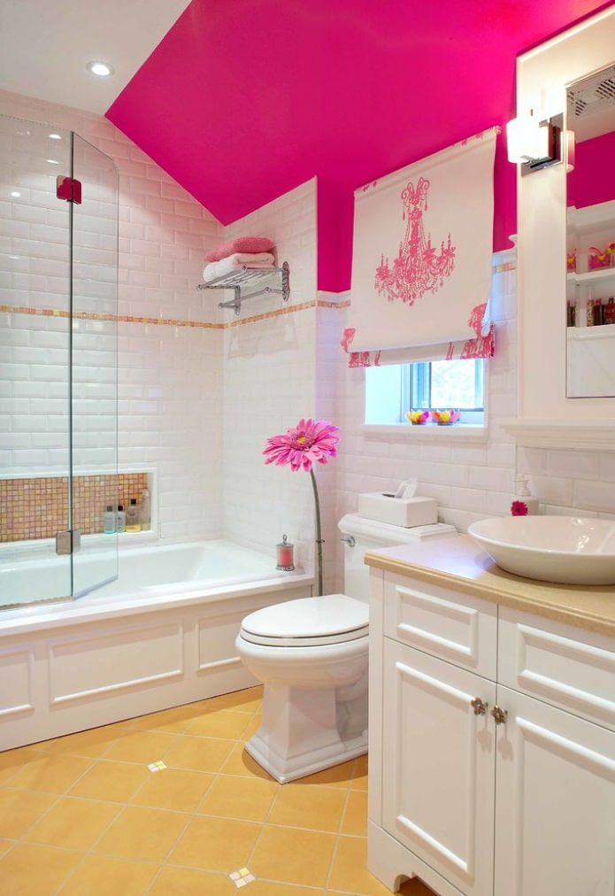 Roman blind in the bathroom on the attic floor