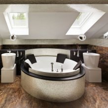 Bathroom design in the attic: finishing features, color, style, choice of curtains, 65 photos-1