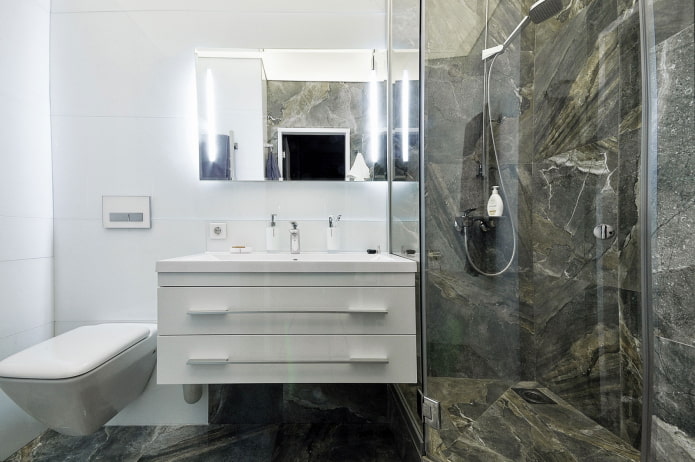 brown marble in the shower