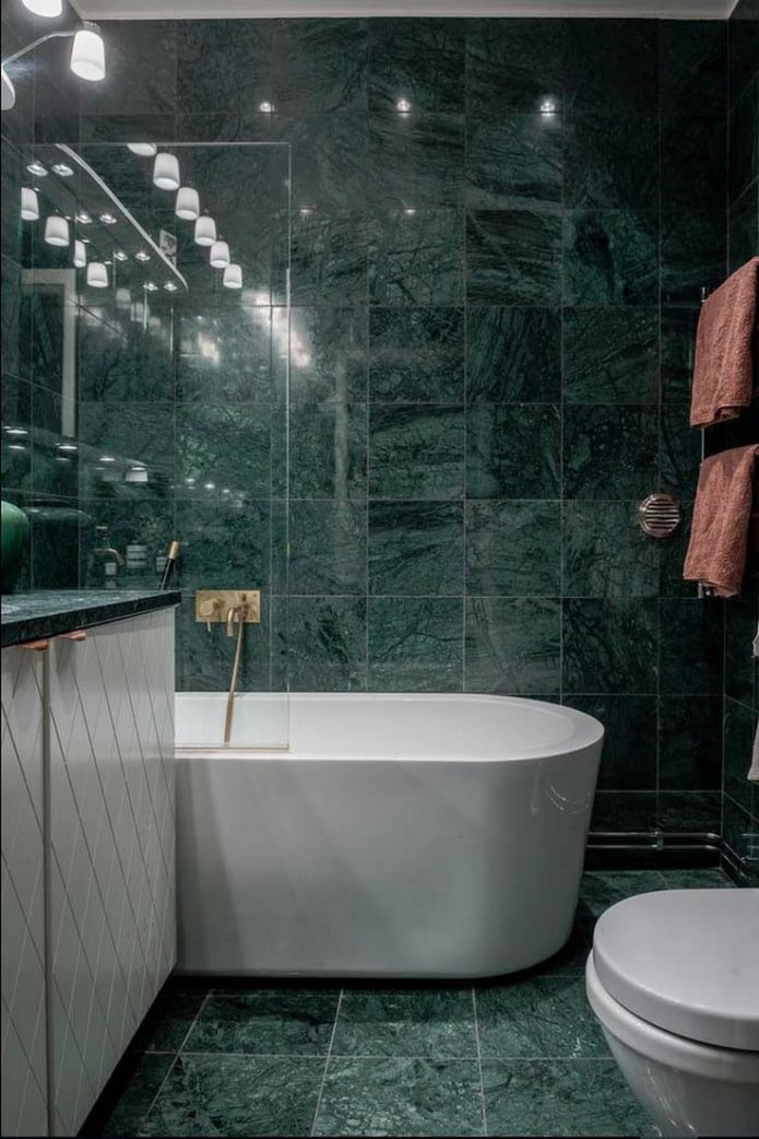 green marble in the bathroom