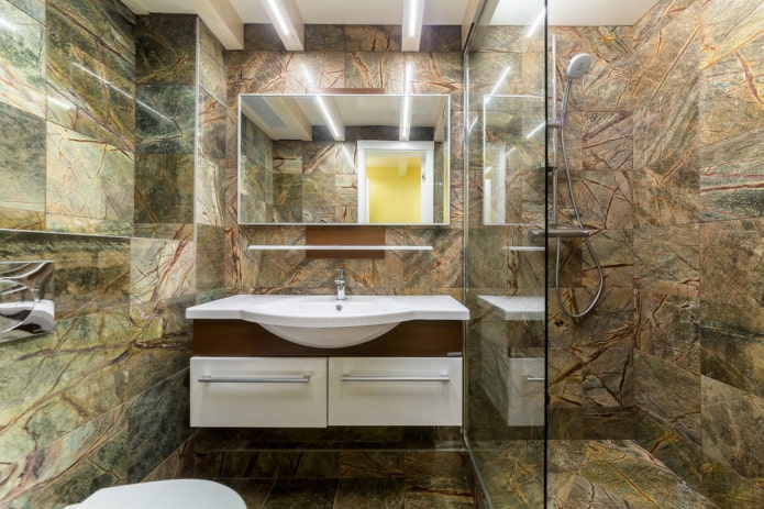 brown marble on walls and floor
