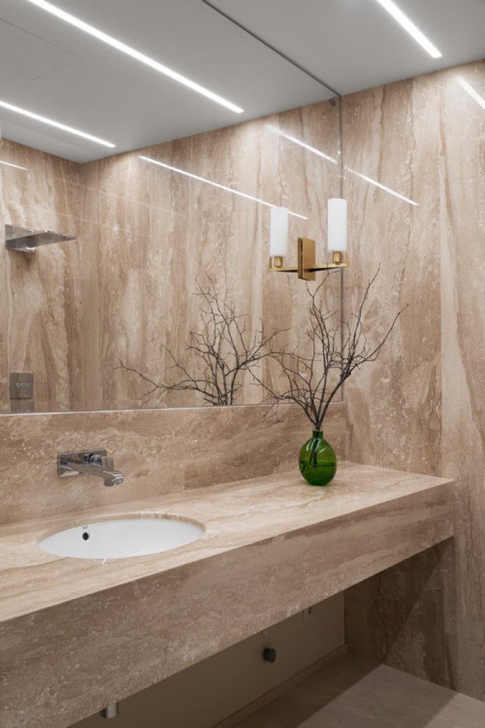 beige marble in the bathroom