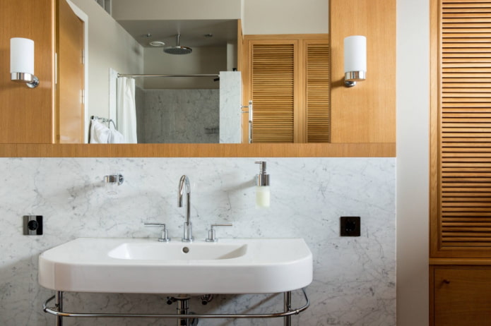 a combination of marble and wood