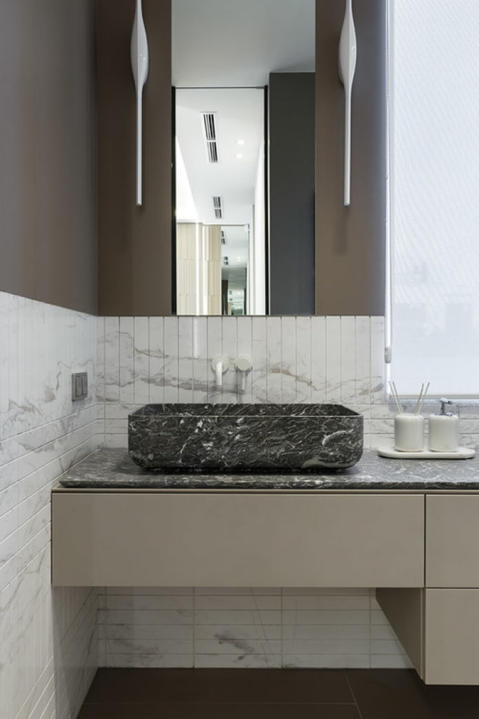 a combination of light and dark marble