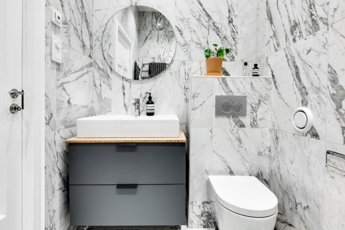 Marble bathroom in Scandinavian style
