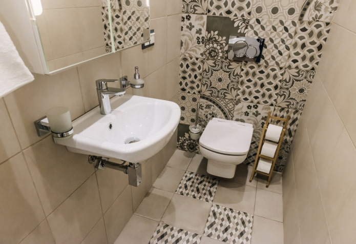 Toilet with a wall-hung toilet and washbasin