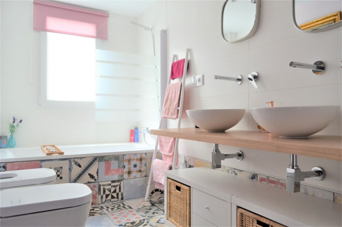 Spacious bathroom with bright accents