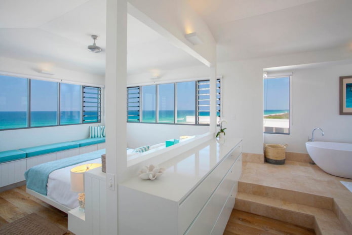 Bedroom with a sea view