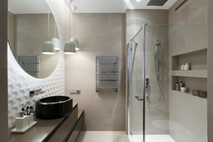 bathroom decor and lighting in minimalist style