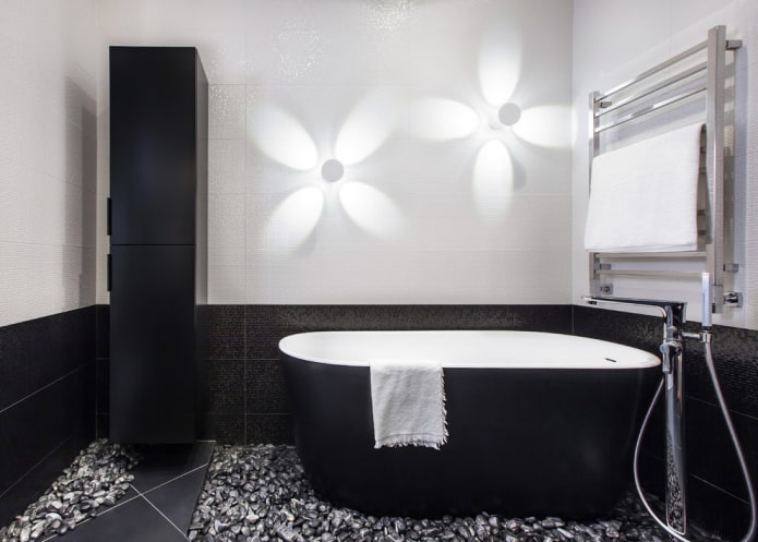 decor and lighting in the bathroom in the style of minimalism