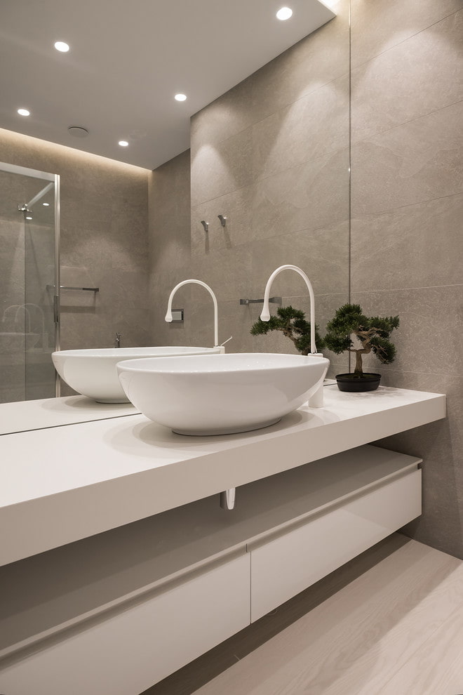 plumbing in the bathroom in the style of minimalism
