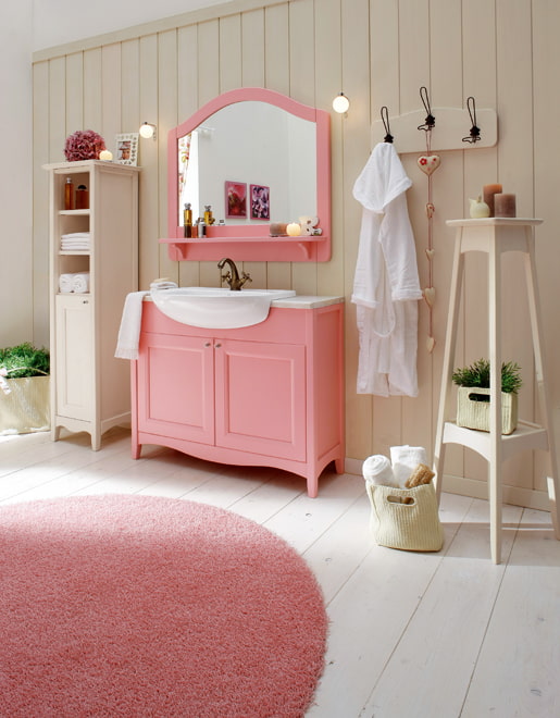 Bathroom cabinet with milling