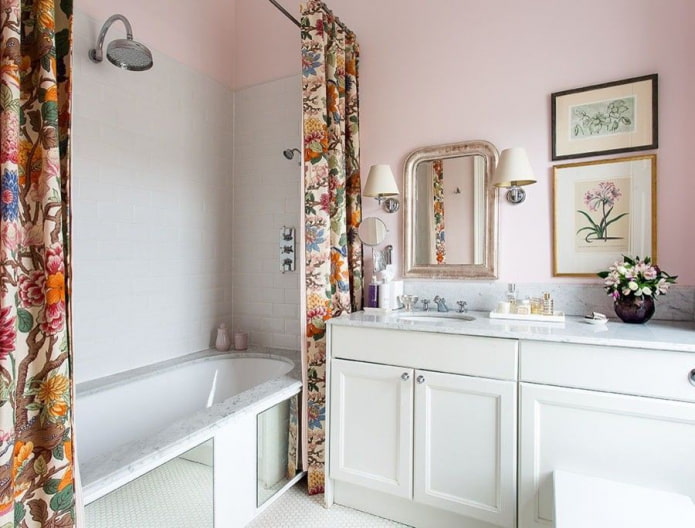Shower curtain with a floral print