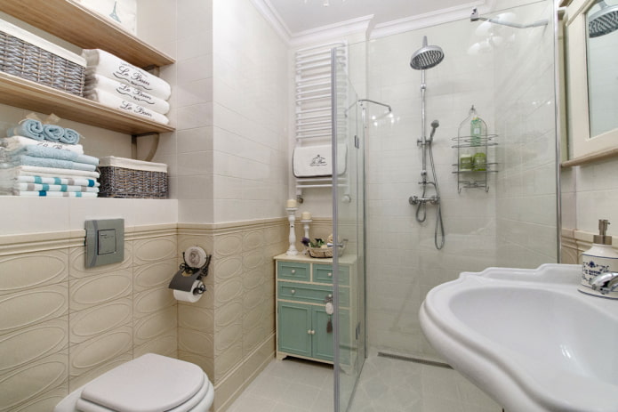 Bathroom with a glass partition