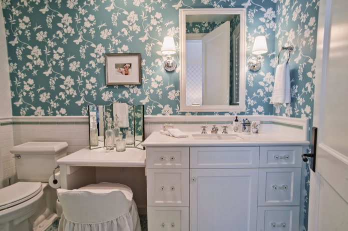 Toilet with a table for makeup