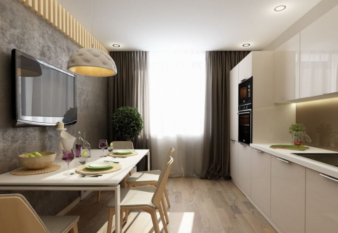 TV above the table in the kitchen
