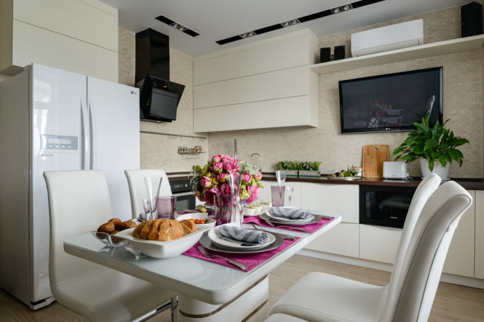 TV placement in the kitchen interior