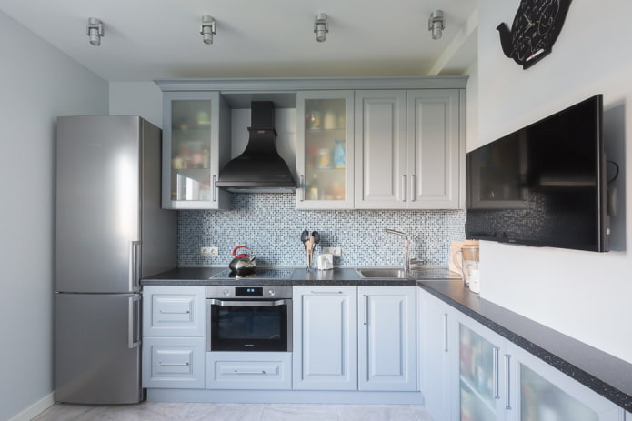TV placement in the kitchen interior