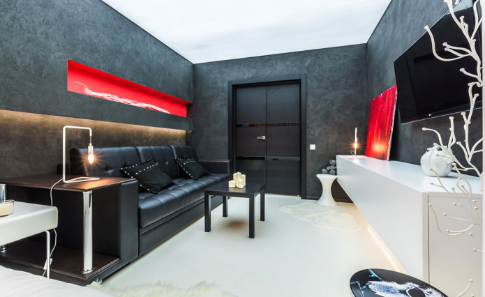 Venetian decorative plaster of black color