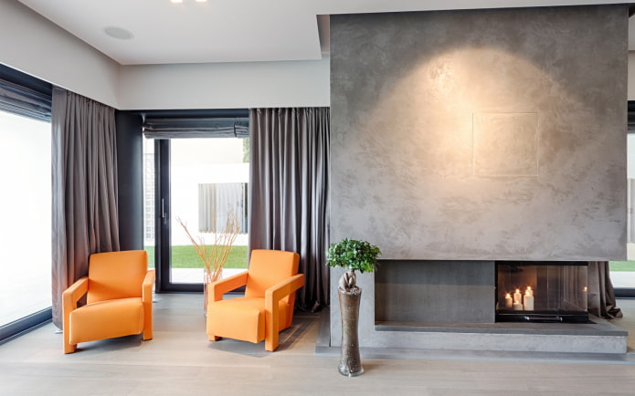 Venetian decorative plaster of gray color
