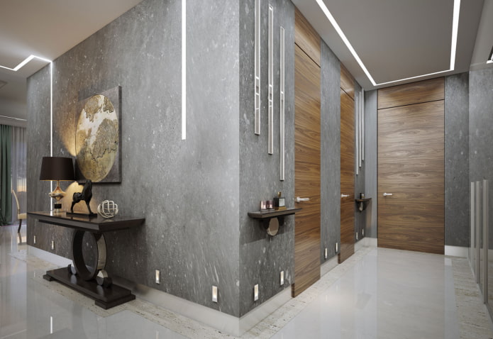 Venetian decorative plaster of gray color