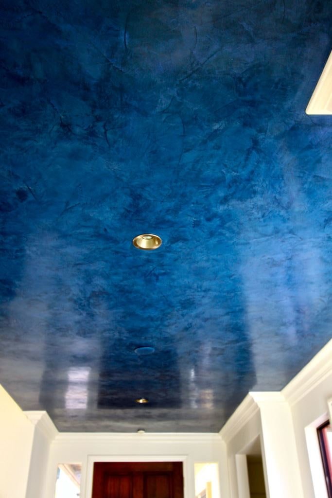 Venetian decorative plaster of blue color