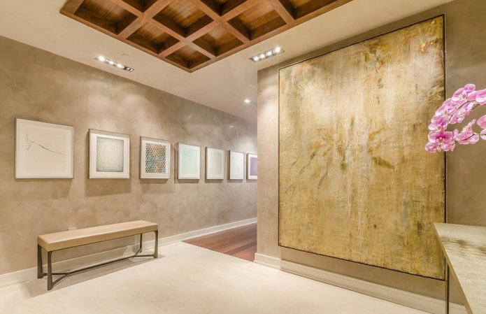 Venetian decorative plaster of beige color