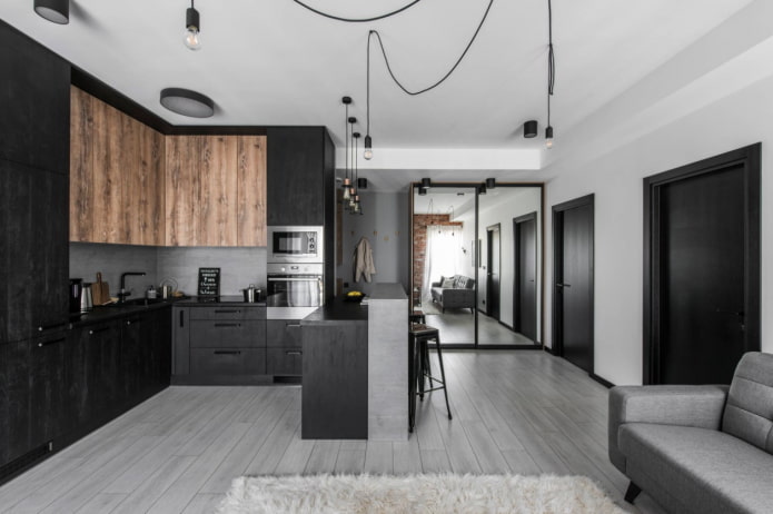 kitchen dark and light wood