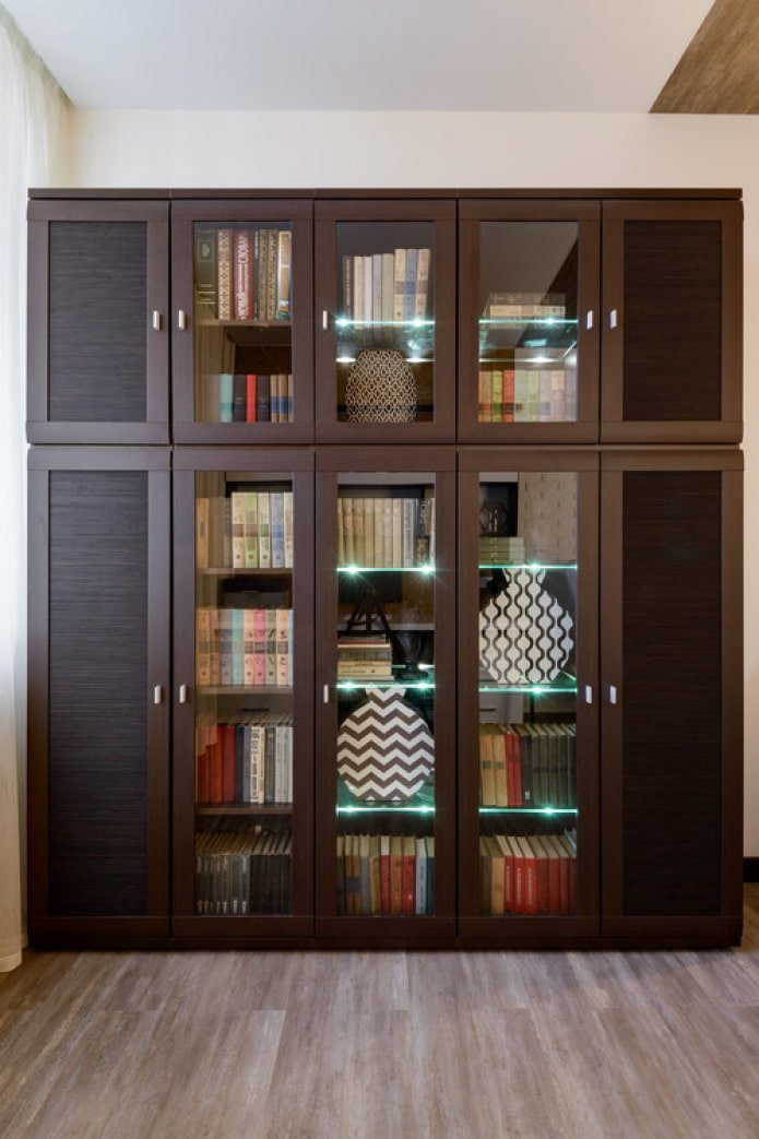 dark wood wall unit