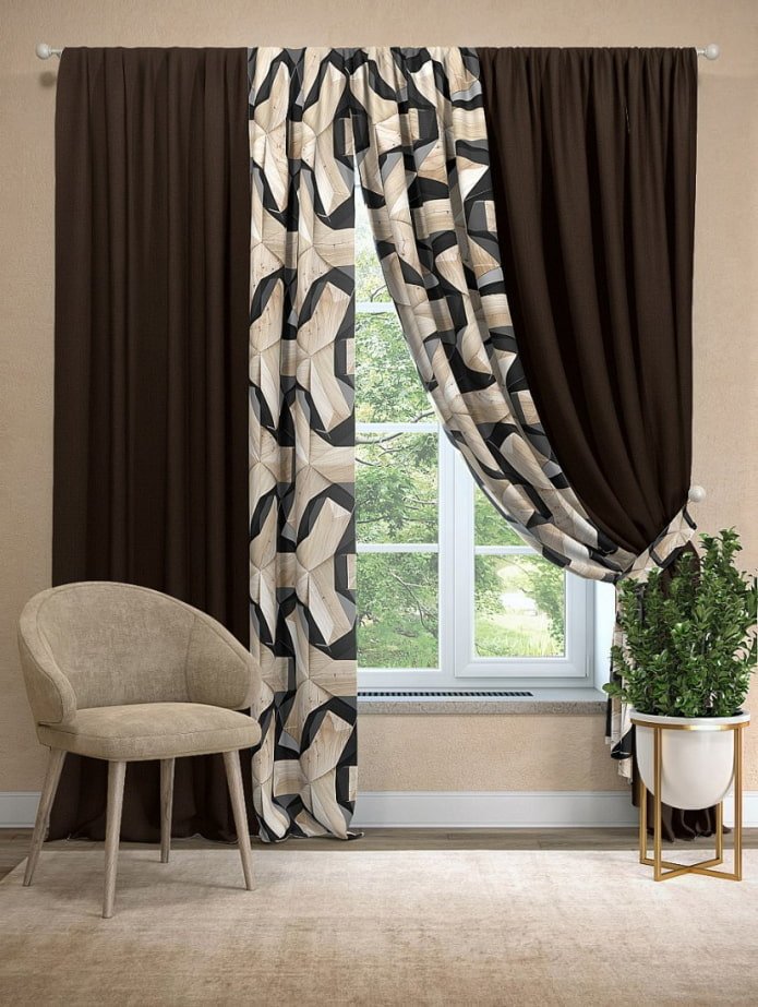 a combination of two types of curtains