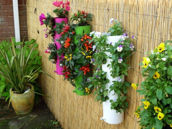 Flower beds on the fence