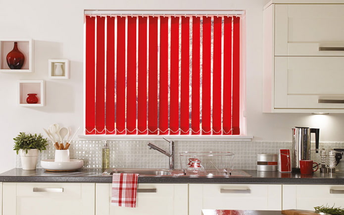 red vertical slats in the interior