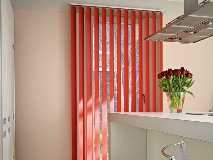 red vertical slats in the interior