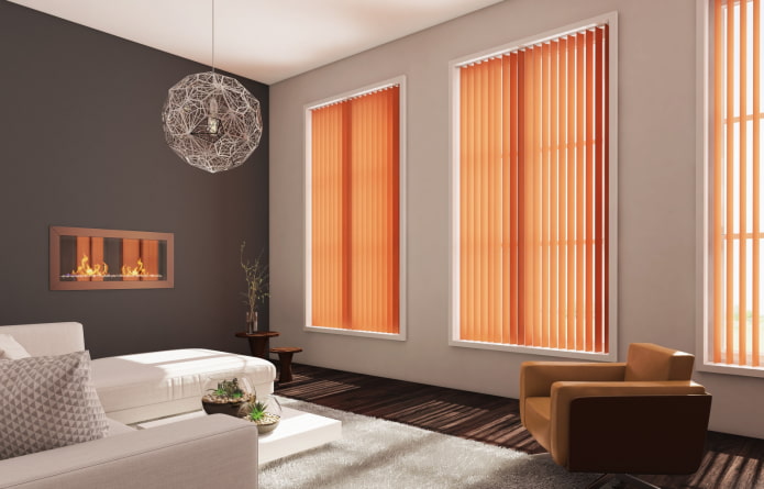 orange vertical slats in the interior