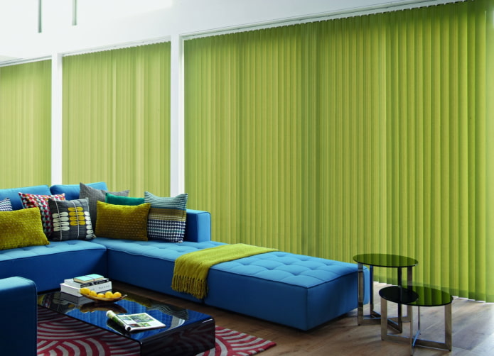 green slats in the interior
