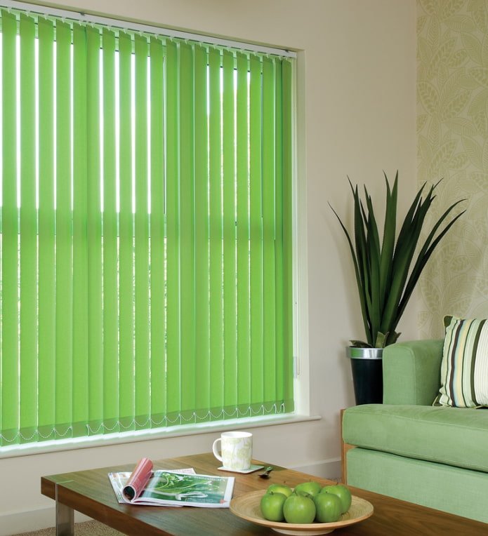 green slats in the interior