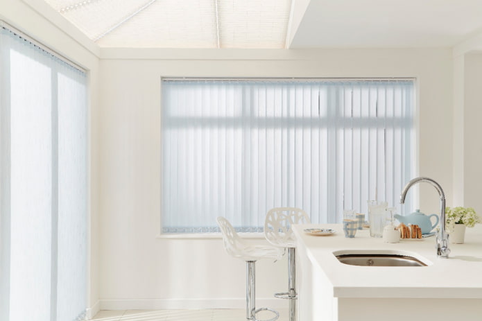 vertical blinds in the kitchen interior