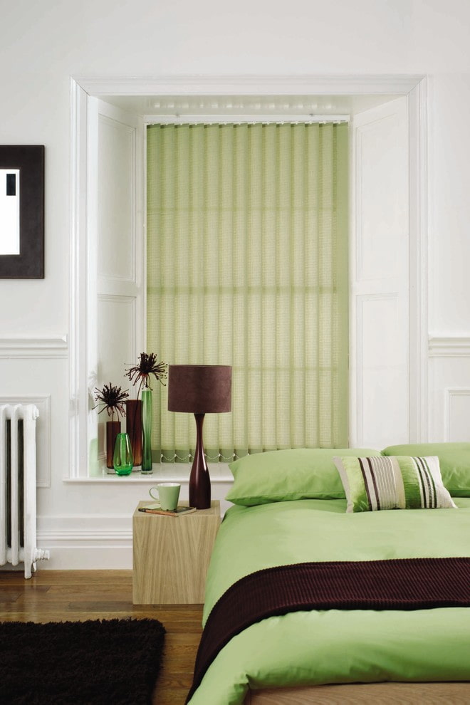 green slats in the interior