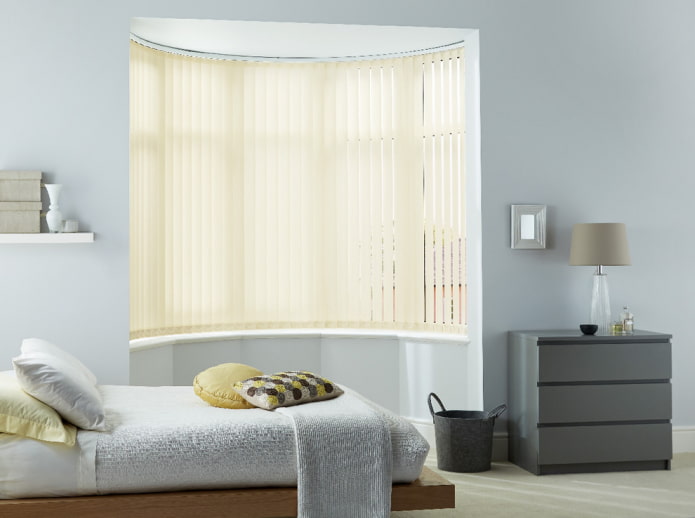 vertical slats on a bay window