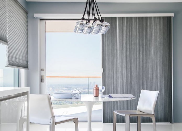 vertical pleated blinds in the interior